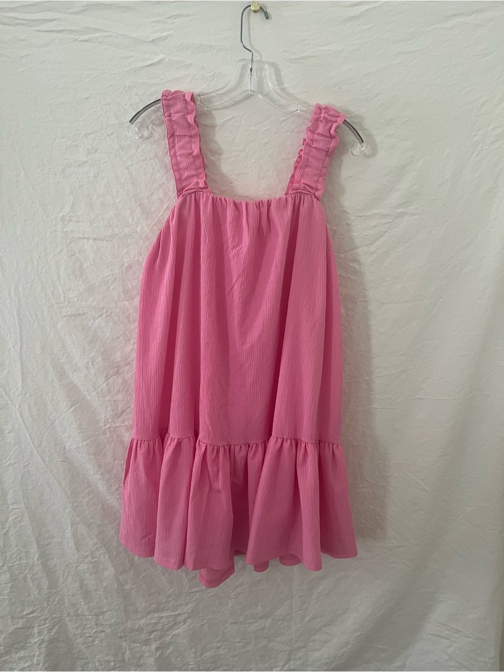 Loveriche Pink Ruffle Tie Back Babydoll Mini Dress Medium